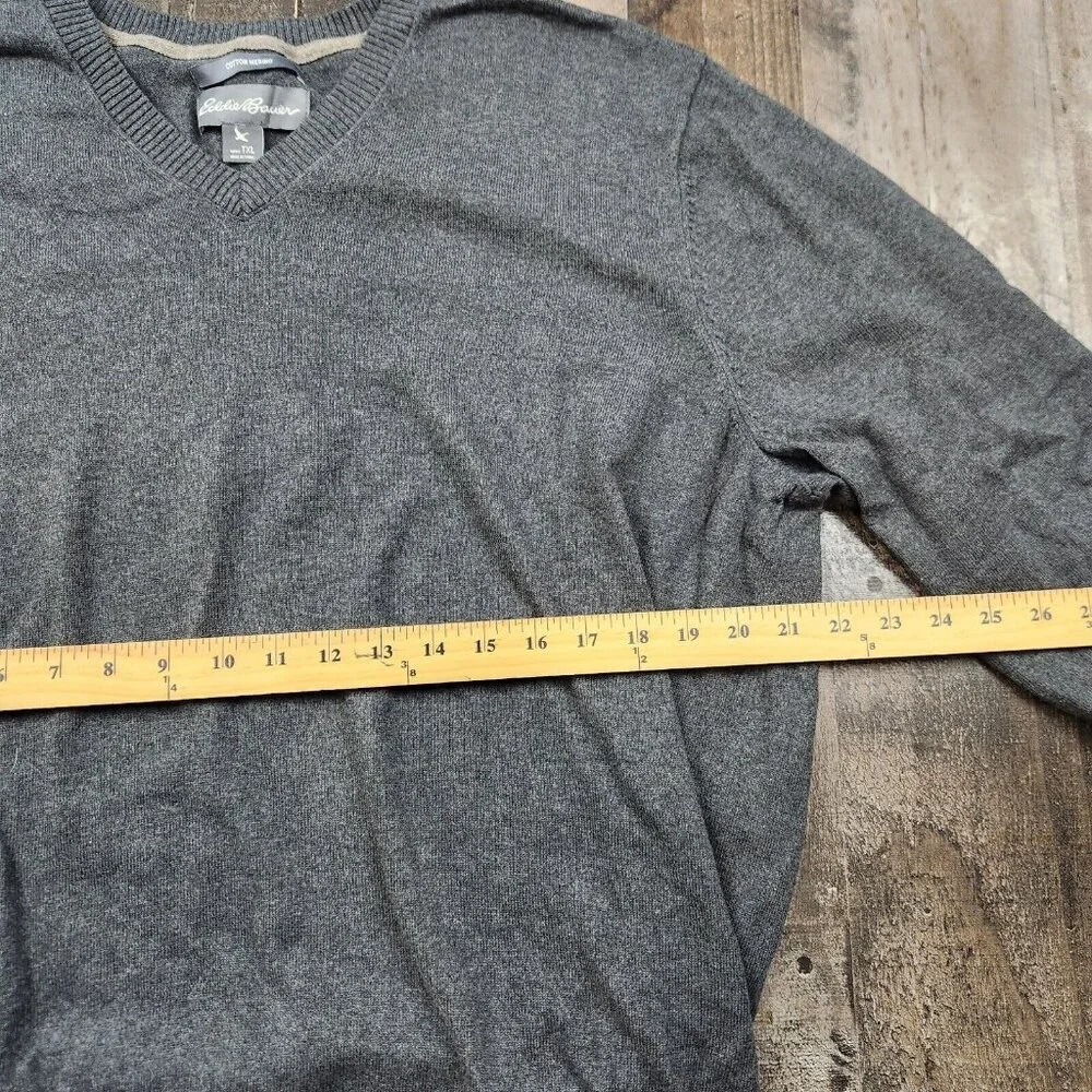 Mens‎ Eddie Bauer size XLT Merino Cotton Vneck Long Sleeve Pullover Sweater